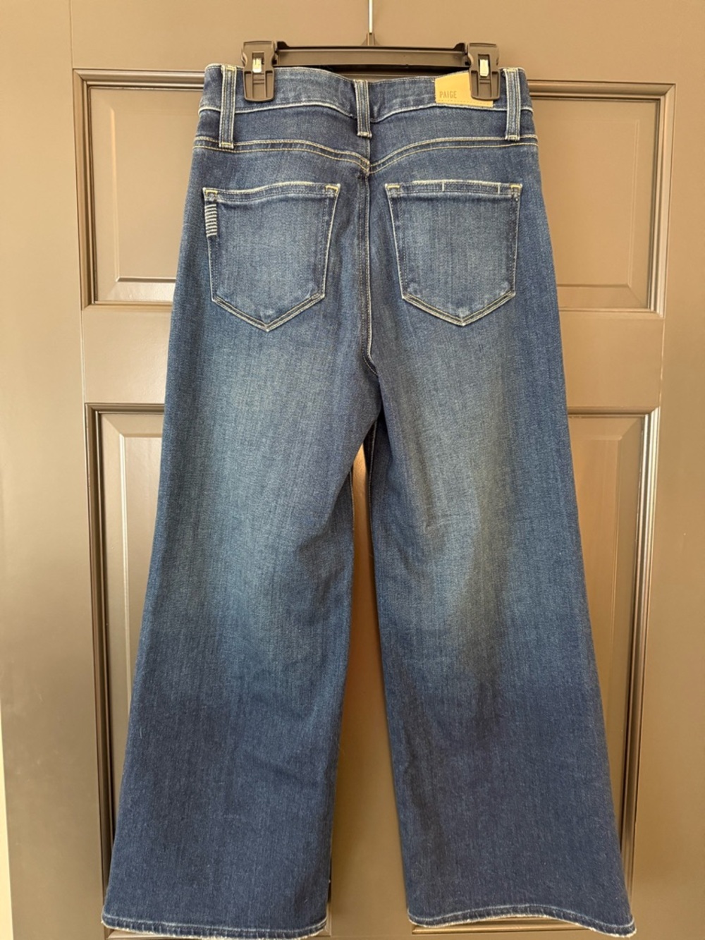 PAIGE Anessa High-Rise Crop Wide-Leg Jeans 24 Petite Dark Wash - Picture 4 of 7